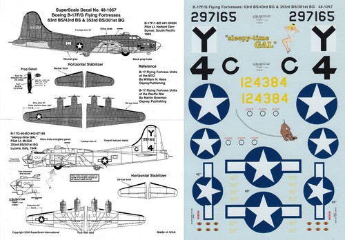 Superscale decals 17f g - decals, b-17f/g