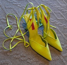 Ladies London Rebel Leg Straps Kitten Heel Lime Green Shoes ? UK 5 - New