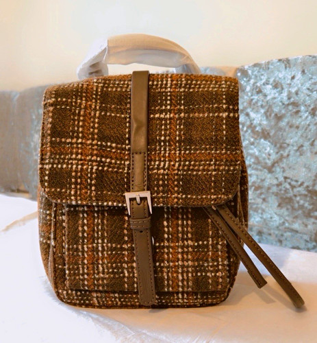 Brown tweed check rectangle - tweed,