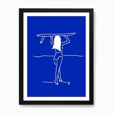 Surfer Girl 1 Art Print Framed