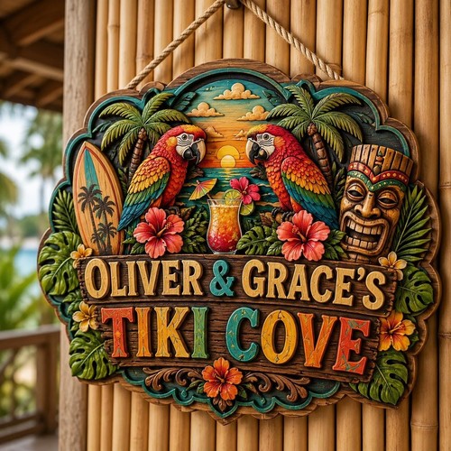 Personalized tiki bar sign - tiki,