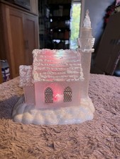 Snow Church Winter Christmas Plastic Display Multi-colored Lights Tested Working