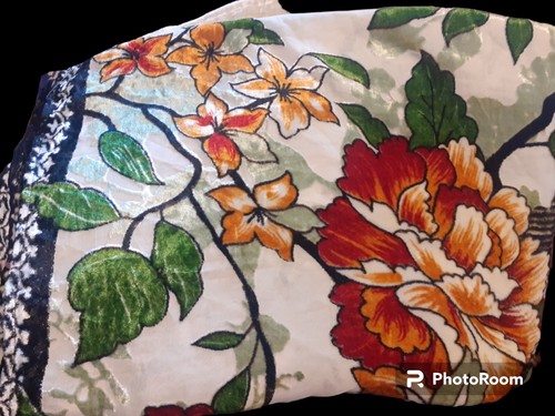 Asian flowers printed velvet - asian,