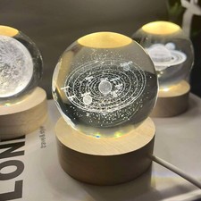 3D Solar System Galaxy Crystal Ball Light 6cm Glass Lamp Night Display Home Gift