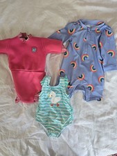 Baby Girl Swim Bundle X3 Gap M&S Splash About Wet Suit 3-6 Months Swimsuit Cute