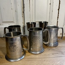 Vintage Pewter Tankards Beer
