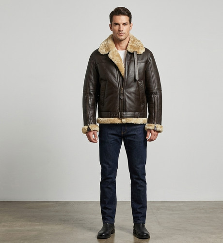 Men bomber jacket brown real - men's,