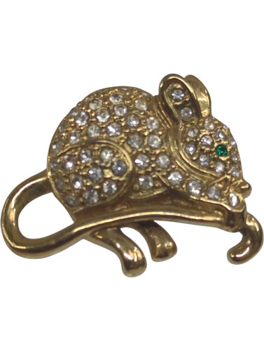 Gold tone rhinestone mouse - tone,