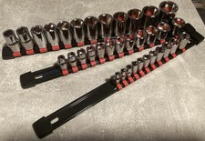 Halfords Advanced 1/2”  3/8” And 1/4” Drive Socket Set On Storage Rails