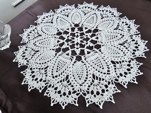 White crocheted cotton - white, doily
