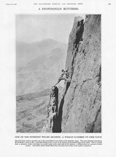 Woman Mountain Climber on Crib Goch, Snowdonia - Vintage Print 1929