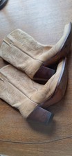 Sancho Ladies Cowboy Boots Size 7 EUR 40 Beige/Tan with stitching   