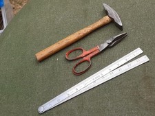 Creasing hammer + tin snips + steel rule tinsmith coppersmith silversmith tools