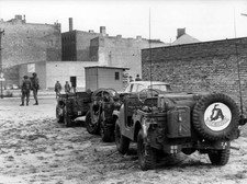 Jeeps of US Army standing on a