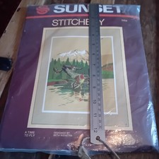 SUNSET STITCHERY TAPESTRY EMBROIDERY KIT A TIME TO FLY MOUNTAINS DUCKS VINTAGE