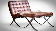 Halo Timothy Oulton Barcelona Mies vander Rohe style Armchair Footstool Leather