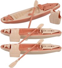 Toyvian 3pcs Plastic Boats Ornaments 19.5cm Kayak Toy Paddle Canoe Model for Bi