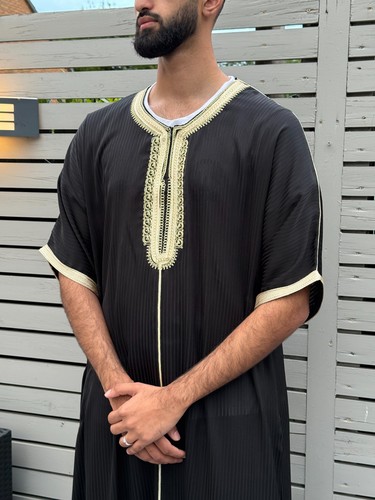 Men moroccan thobe black - moroccan,