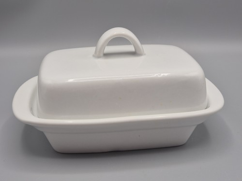 White ceramic butter dish - ceramic,