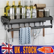 Wall Kitchen Shelf Utensil Hanging Pot Rack Saucepan Pan Organiser Hanger 8Hooks
