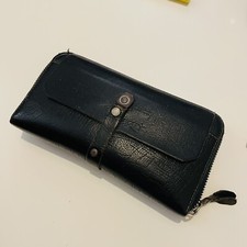 Diesel Vintage Y2K Purse Wallet Card Holder Sample Spare Parts Black Leather