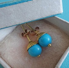 Vintage gold turquoise bead - gold,