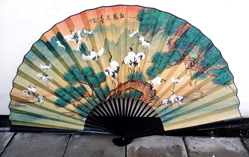Oriental hand fan bamboo - oriental, ribs
