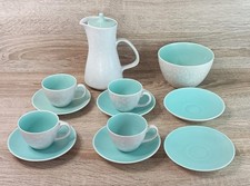 Vintage Poole Pottery Twintone   Coffee Set 'Seagull & Ice Green' 12 Piece Set