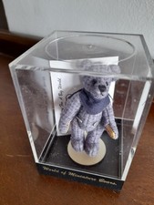 World of Miniature Bears BLUE PLAID Bear by Theresa Yang with Case