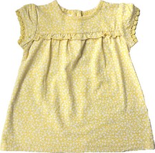 Baby Girls Ex Marks & Spencer M&S Yellow Ditsy Floral Jersey Dress Ages 0 - 18 M