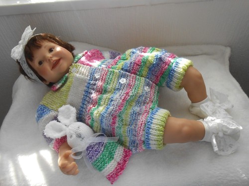 Hand knitted pink - knitted, white