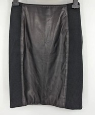Bastyan leather skirt wool blend stretch material side panels UK 8  1711