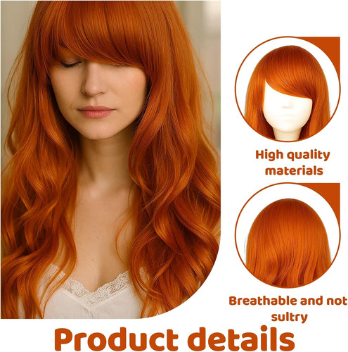 Long orange wig ginger - long,