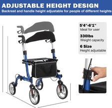 2-in-1 Folding Rollator Walker