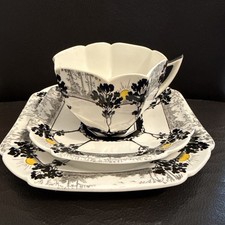 Shelley Queen Anne Art Deco Tea Trio Trees and Sunset 11479 pattern