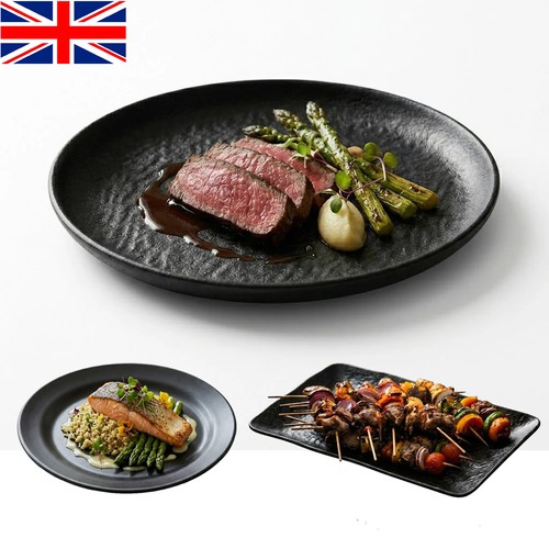 Black plates bowls - plates, food