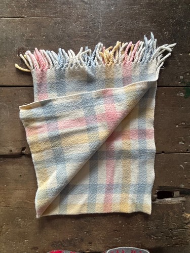 Vintage wool pram blanket blue - pram,