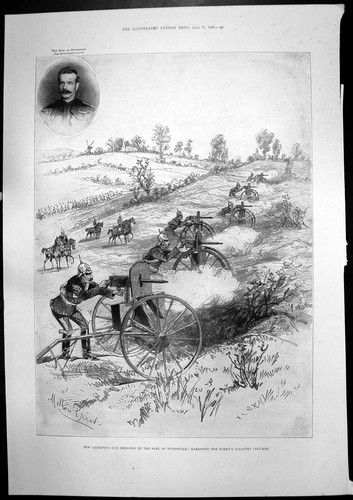 Antique print galloping gun - antique,