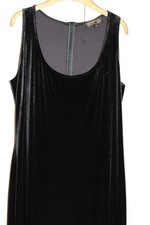 Pompoos Black Velvet Long Length Asymmetric Hem Sleeveless Event Dress, Size 18