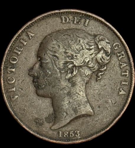 1853 queen victoria penny - victoria, 1