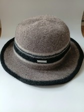 Seeberger, Wool Felt Hat Brown & Black Cloche, Women's Winter Hat. Maluable Rim