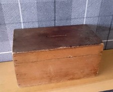 Vintage Small Wooden Chest Church Tithe Box