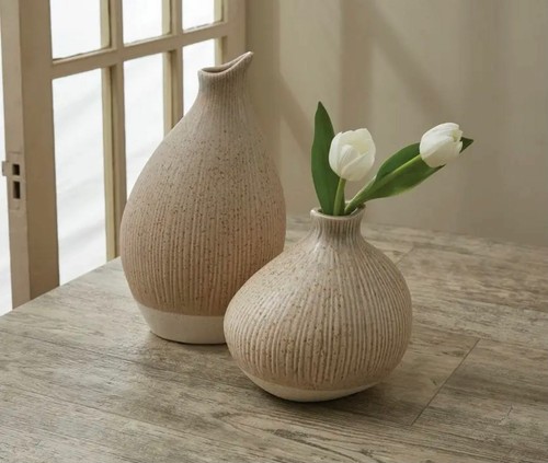 Large organic ribbed - organic, vase