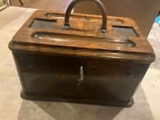 Solid oak letter rack desk tidy arts and crafts with lock and key pull drop down