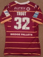 MENS HUDDERSFIELD GIANTS MATCHWORN GAME SHIRT SUPER LEAGUE RUGBY JERSEY TROUT 32