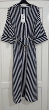 ZARA BLUE WHITE STRIPED LINEN