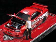 NISSAN Skyline GT-R (R34) Z-Tune + Figure  - F&F red - Time Micro 1:64