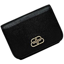 Balenciaga BB Mini Tri-fold Wallet (ec-23593, Black, 601387, Leather, 1000mm W, 