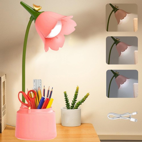Led flower desk lamp - flower, lamp,
