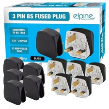 10 X BLACK MAINS PLUG ELECTRIC